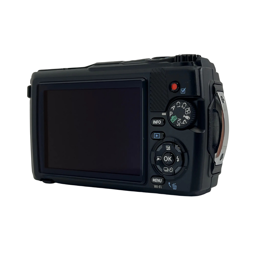 Back view of the Armadex OZC 3 ATEX/IECEx Explosion Proof Camera shows a large screen, control buttons, and a mode dial against a white background. Ideal for hazardous area inspections and certified for ATEX Zone 2 use.