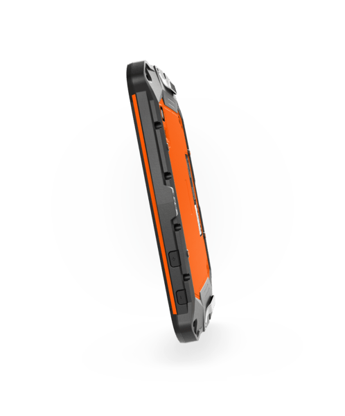 The i.safe MOBILE IS930.1 Intrinsically Safe (C1/D1) Tablet is a rugged, orange and black waterproof device with reinforced edges, multiple buttons, and is built for long battery life.