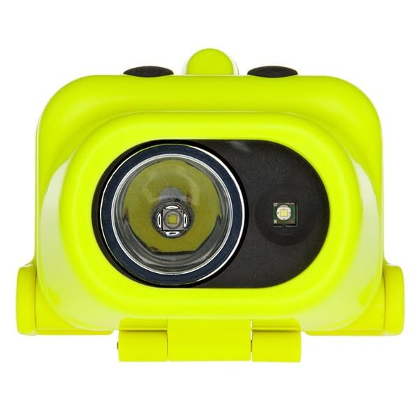 Close-up view of the Nightstick XPP-5454G Intrinsically Safe Multi-Function Dual-Light™ Headlamp in yellow, featuring two front LEDs and waterproof construction for reliable use in any environment.