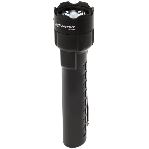 The Nightstick XPP-5420BA [Zone 0] IS Torch is a black handheld ATEX flashlight with a textured grip and "Nightstick" branding, featuring an intrinsically safe LED design and IP-67 waterproof rating, shown upright against a white background.