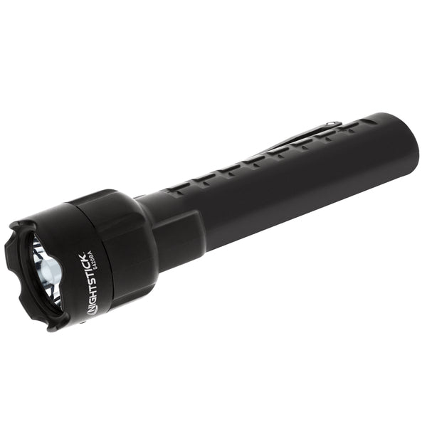 The Nightstick XPP-5420B [UL-913] IS Permissible Flashlight, featuring LED technology, a textured grip, prominent lens, and side clip with "LIGHTSTICK" near the head, is shown against a white background. Minimum Nightstick order value: $500.