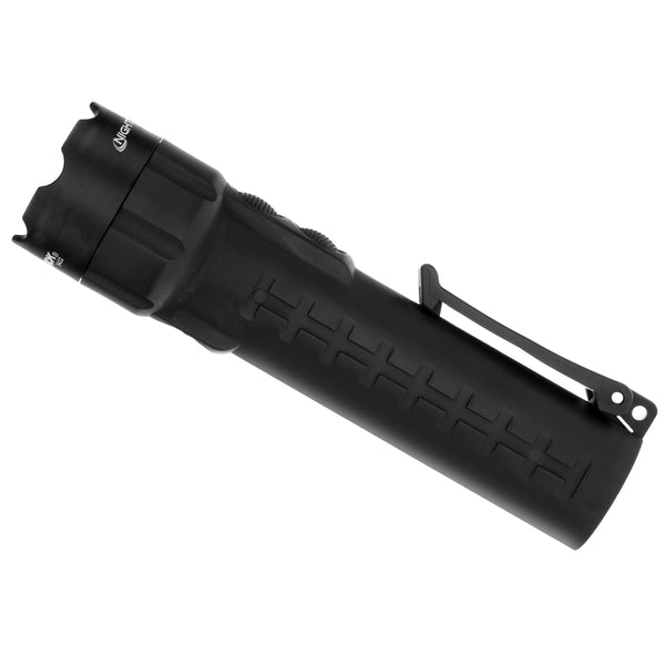 The Nightstick XPP-5422B [UL-913] IS Permissible Dual-Light Flashlight is a black, handheld, intrinsically safe flashlight with a textured grip, side metal clip, and bright dual-light LED for visibility in demanding conditions.