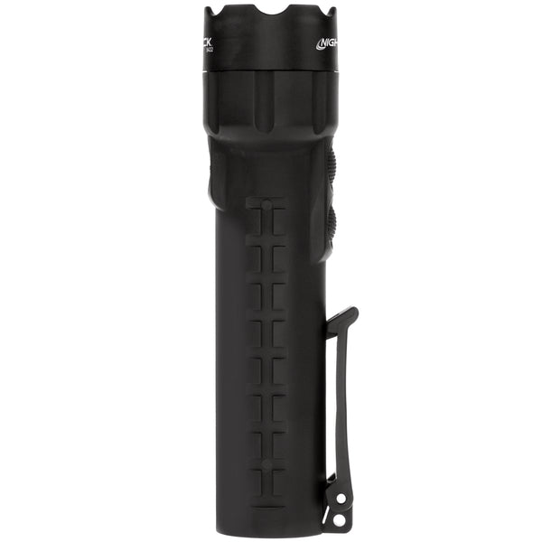 The Nightstick XPP-5422B [UL-913] is a black, cylindrical intrinsically safe Dual-Light LED flashlight with a textured grip and metal side clip.