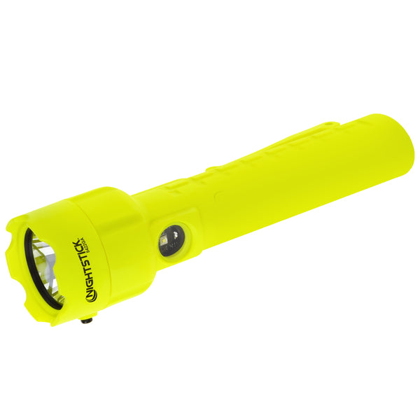 The Nightstick XPP-5422GA [Zone 0] IS Dual-Light Torch is a bright yellow ATEX-listed torch with a black power button, Dual-Light LED features, and "Nightstick" branding, designed for safe use in hazardous environments.