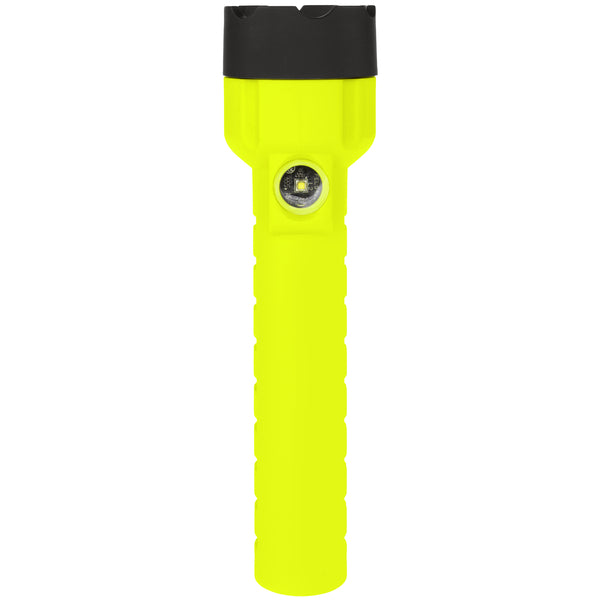 A yellow Nightstick XPP-5422GXA [Zone 0] IS Dual-Light Torch with a black head is shown upright against a white background.