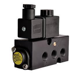 The Pneumatrol Reflex is a black, 1/4" BSP/NPT, NAMUR-mount solenoid valve with three ports, labeled component, electrical connectors on top, and supports 3/2 or 5/2 operation for hazardous area pneumatic actuators.