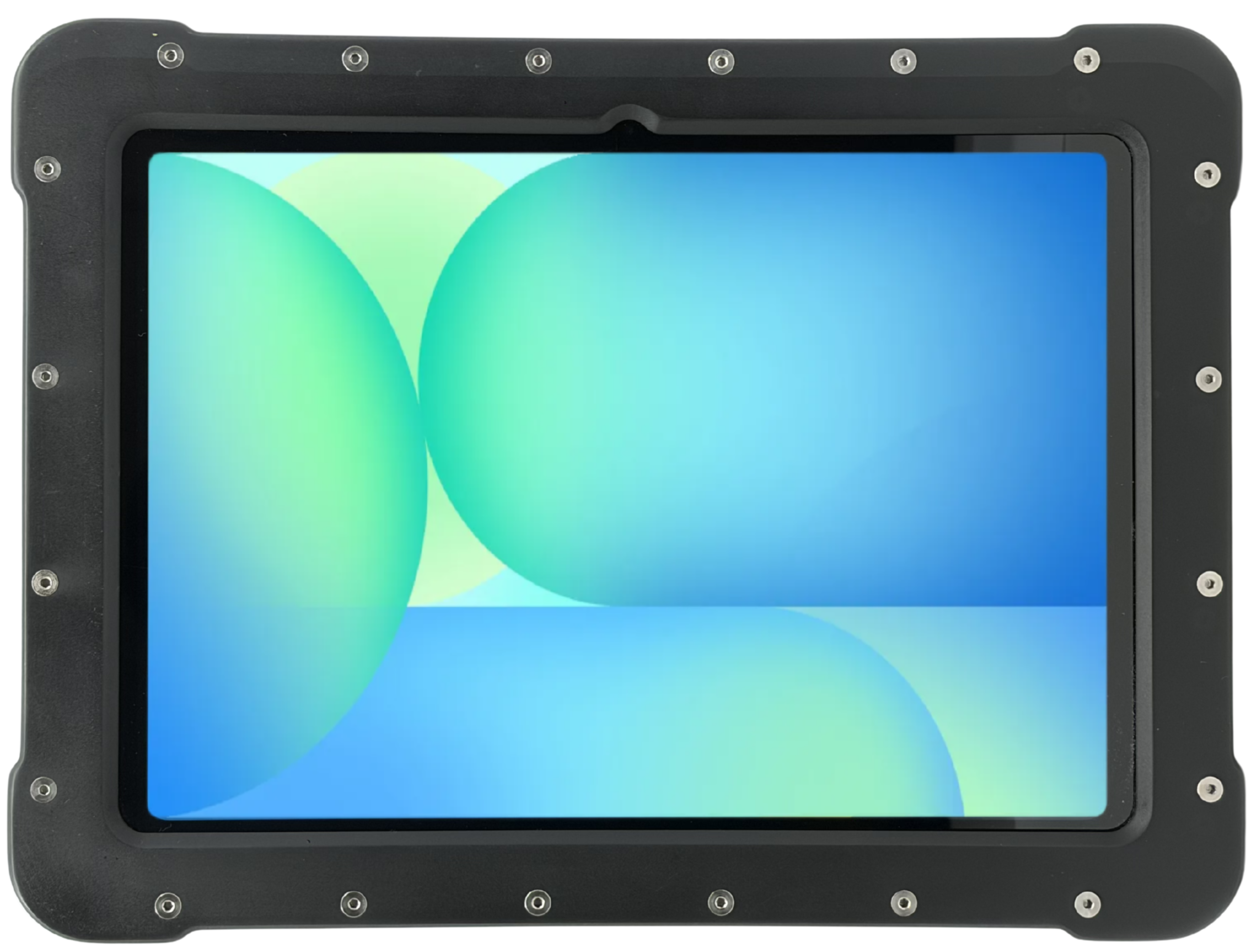 The Armadex Zone 2/22 Ex UniCase for Galaxy Tab S10 FE features an impact-resistant body with a rugged black protective case, displaying a blue and green abstract background on its screen.